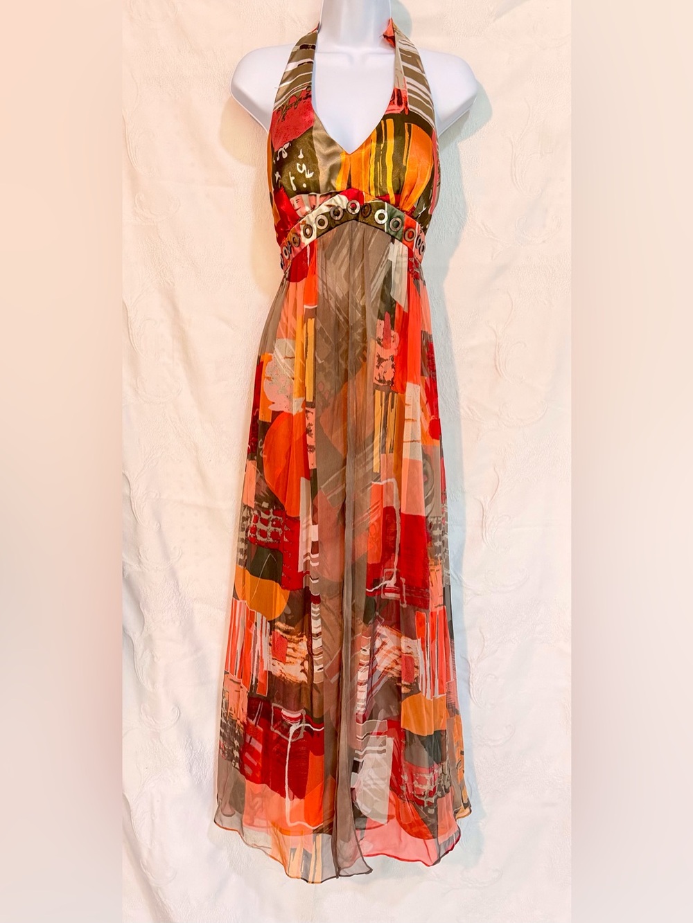 Robbie Bee Signature Floral Silk Dress D0032